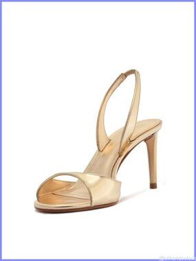 SCHUTZ Women's Scarlett Sling Mid Heels, Metallic Leather, Stiletto